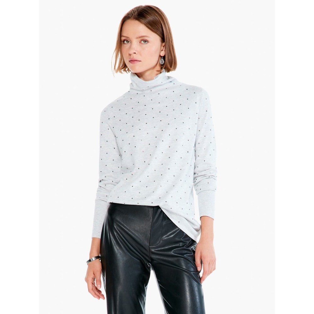 NIC+ZOE Vital Twinkle Mock Neck Sweater in Vapor Size S